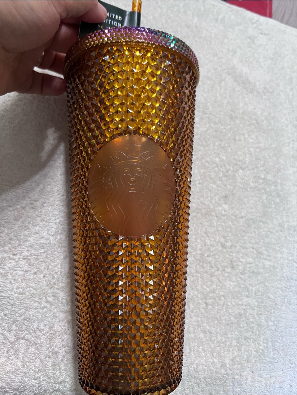 NWT Starbucks 50th Anniversary 24oz Bronze Copper Iridescent Studded Tumbler